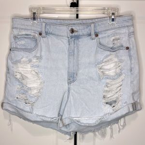 AEO High-rise Mom Jean Shorts Distressed Sz 14